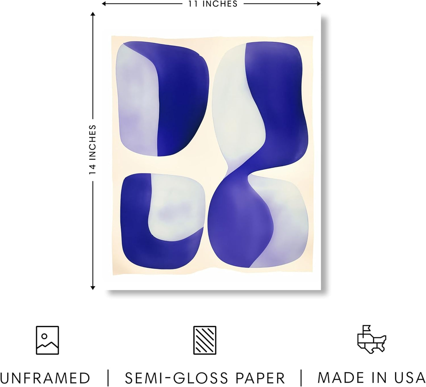 HAUS AND HUES Modern Abstract Wall Art - Blue and Green Living Room Art, Modern Artwork for Walls, Minimalist Picture for Living Room(Blue Tribal Shapes 2, Unframed, 11x14)