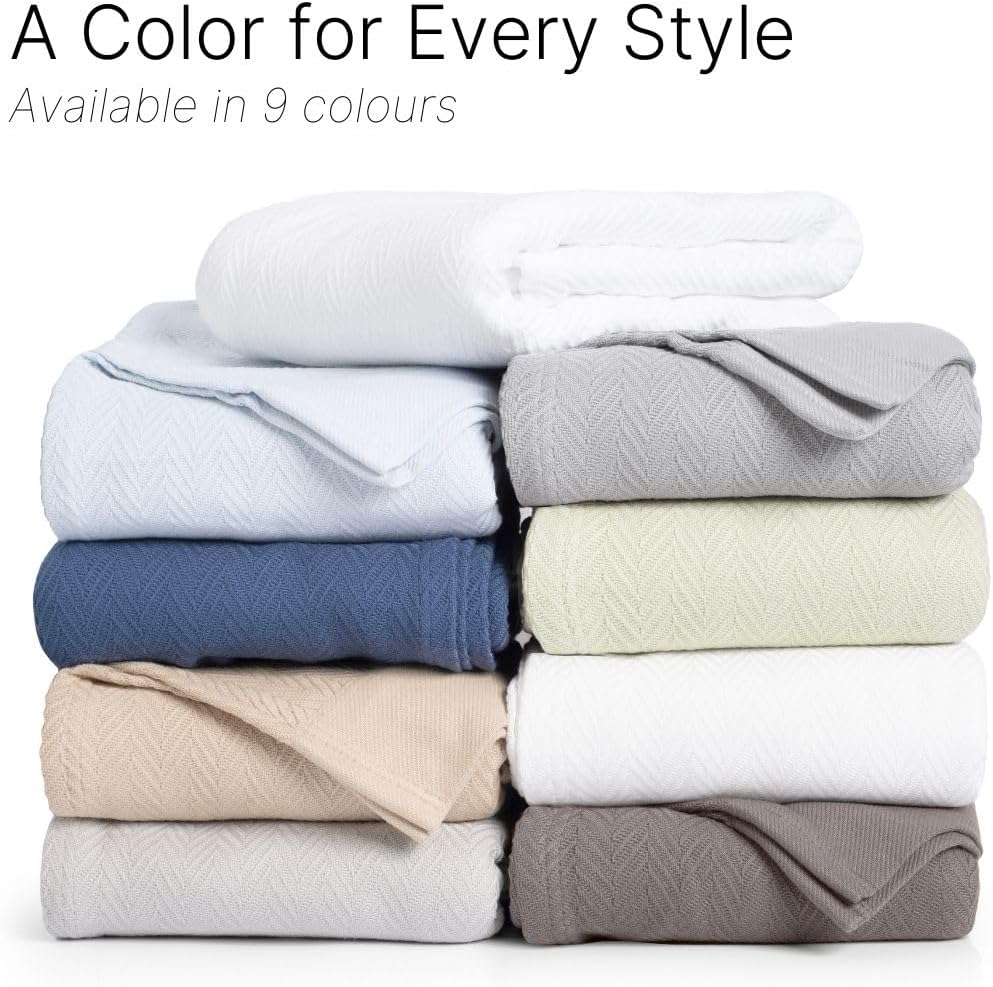 Luxury Cotton Blankets for King Bed - Blanket for Ultimate Comfort and Warmth, Herringbone Cozy Lightweight,Soft and Breathable Design Ideal for Cuddling for All Seasons Dark Grey