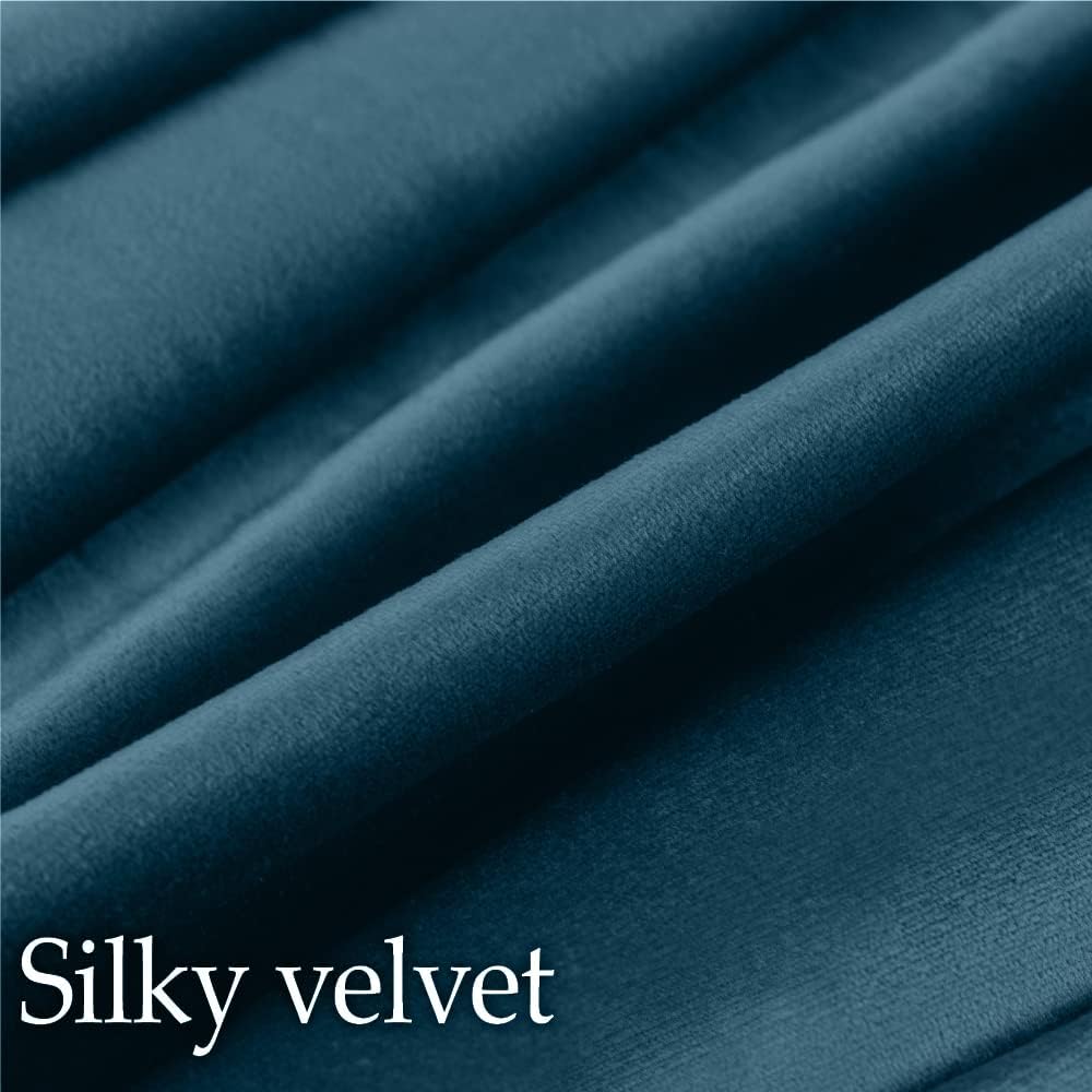 lalaLOOM Velvet Throw Pillow Covers, Set of 2, 24x24 Decorative Square Pillows Home Decor, Soft Accent Cases, Silky Machine Washable Pillowcases for Sofa, Couch, Bedroom, Living Room, Peacock