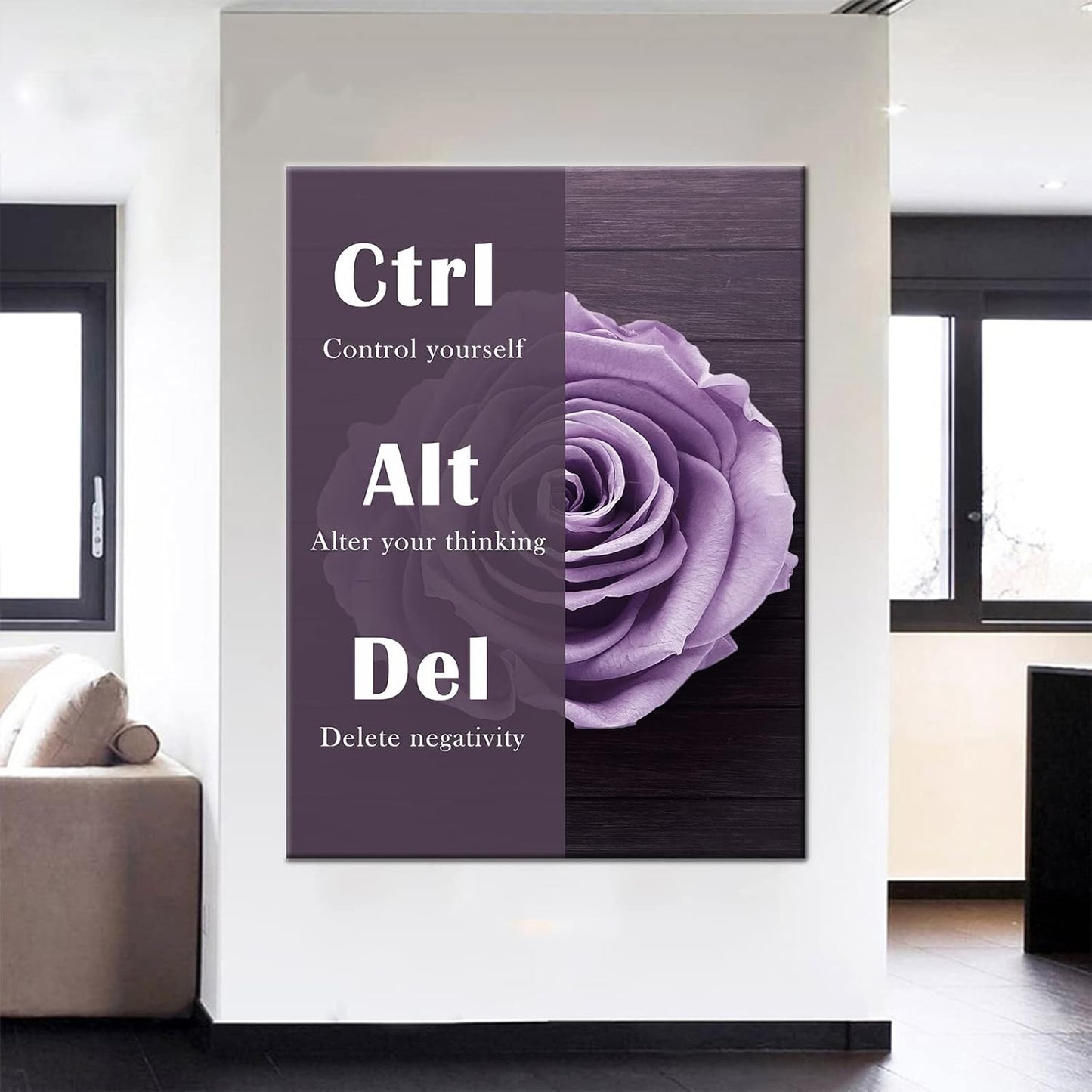 Inspirational Print Positive Control Yourself Paintings Motivational Canvas Wall Art Entrepreneur Quote Poster Artwork Ready to Hang Modern Home Living Room Gym Office Artwork Decor [30''Wx 40''H]