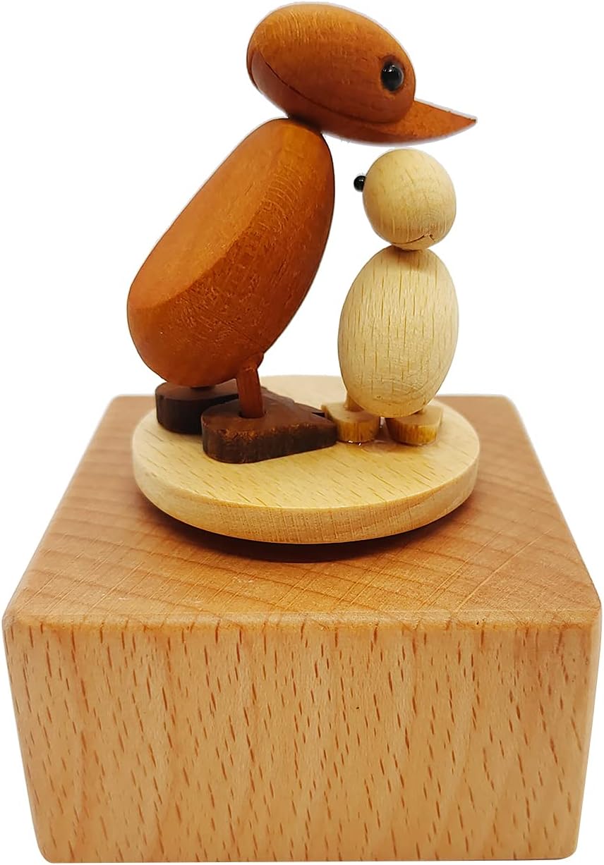 Cute Little Duck Mini Music Box, Cartoons Animals Wooden Mechanical Music Box,Best Gift for Boy Girl Kids Singing Music Gift Box