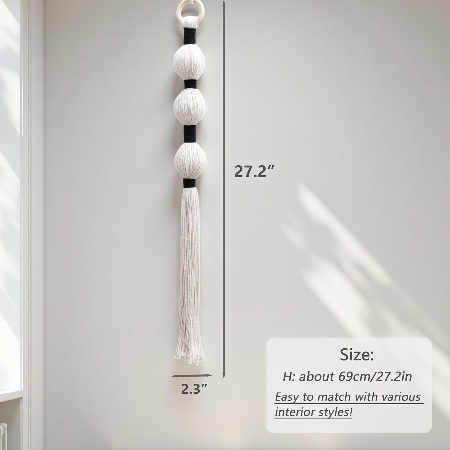 HYVAKUPPA Macrame Wall Hanging Boho Wall Decor Yarn Art Bohemian Handwoven Sphericity Cotton Textile Tapestry for Living Room Bedroom