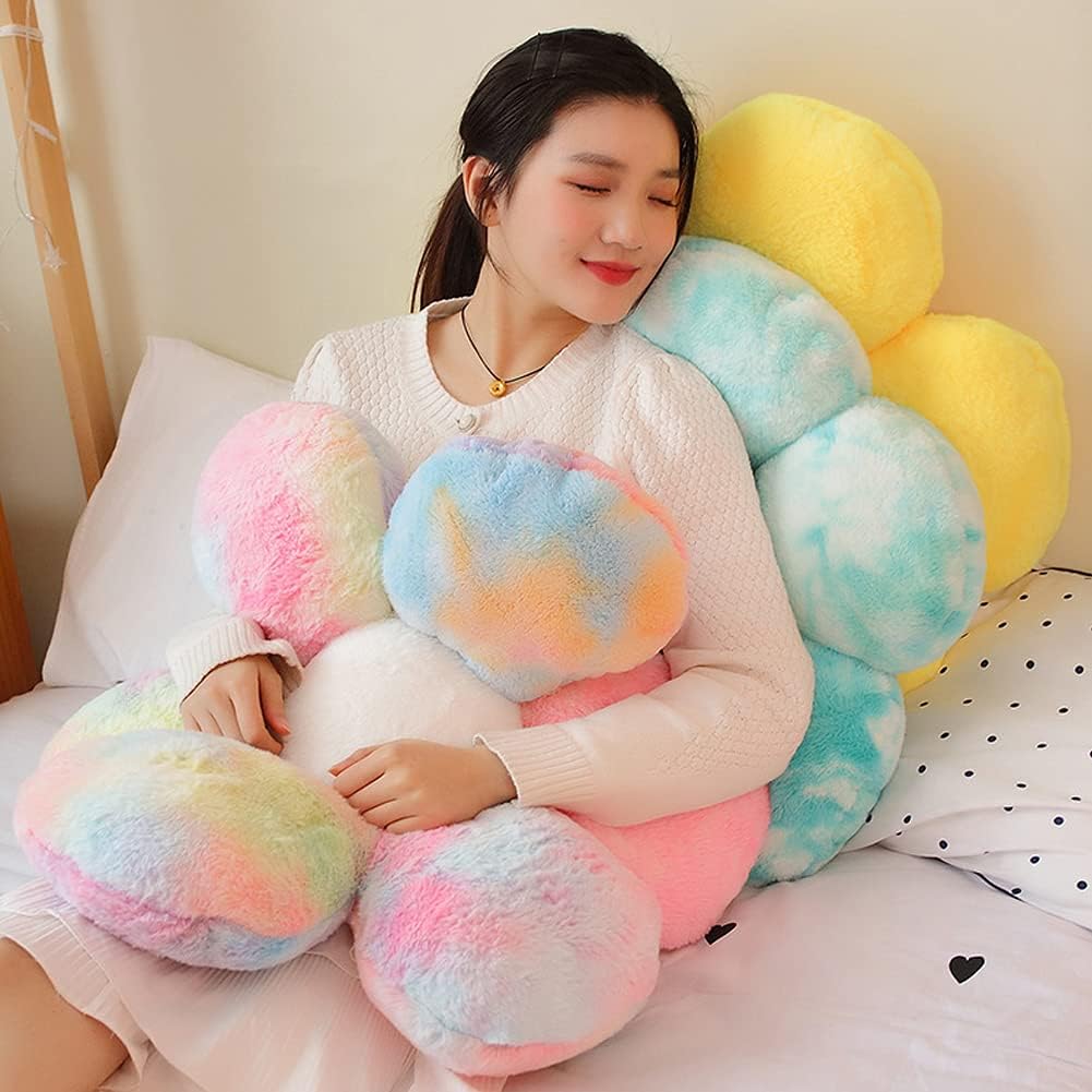 lannery Flower Plush Throw Pillows, Flower Floor Pillow Seating Cushion Toy for Reading, Room, Watching TV (25.6", Blue)