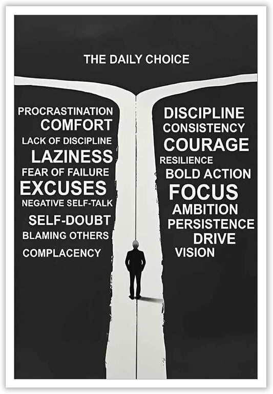 Inspirational Self-Discipline Poster Growing Up The Daily Choice Wall Art Discipline Vs Comfort Choose Prints Painting For Living Room Bedroom Office Wall Decor 24x36in Unframed