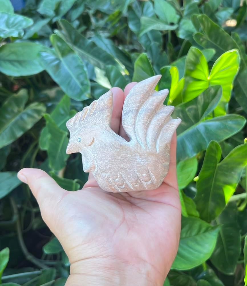 Lovely Wooden Hand Carved Wooden Animal Statue, Boho Decor Sculpture Art Decorative Rustic Home Decor Accent Handmade Handcrafted Decoration (Rooster)