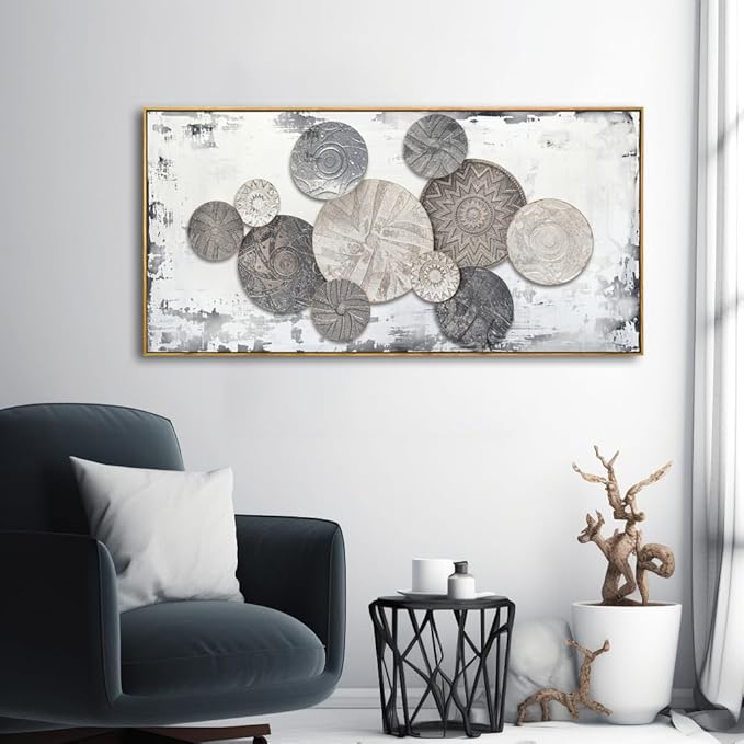 Wall Art Floral Rustic Wall Decor Brown and Grey Canvas Painting Abstract Wall Art for Bedroom Living Room Dining Room Home Office Decor 30"x60" with Framed