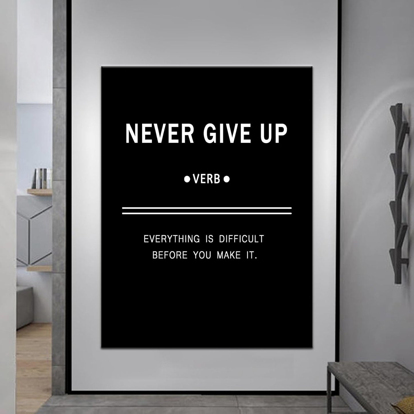 Inspirational Office Wall Art Wall Decor Never Give Up Motivational Canvas Poster Print Success Quotes Artwork for Living Room Home Bedroom Office Decor Framed Ready to Hang [30''Wx 40''H]