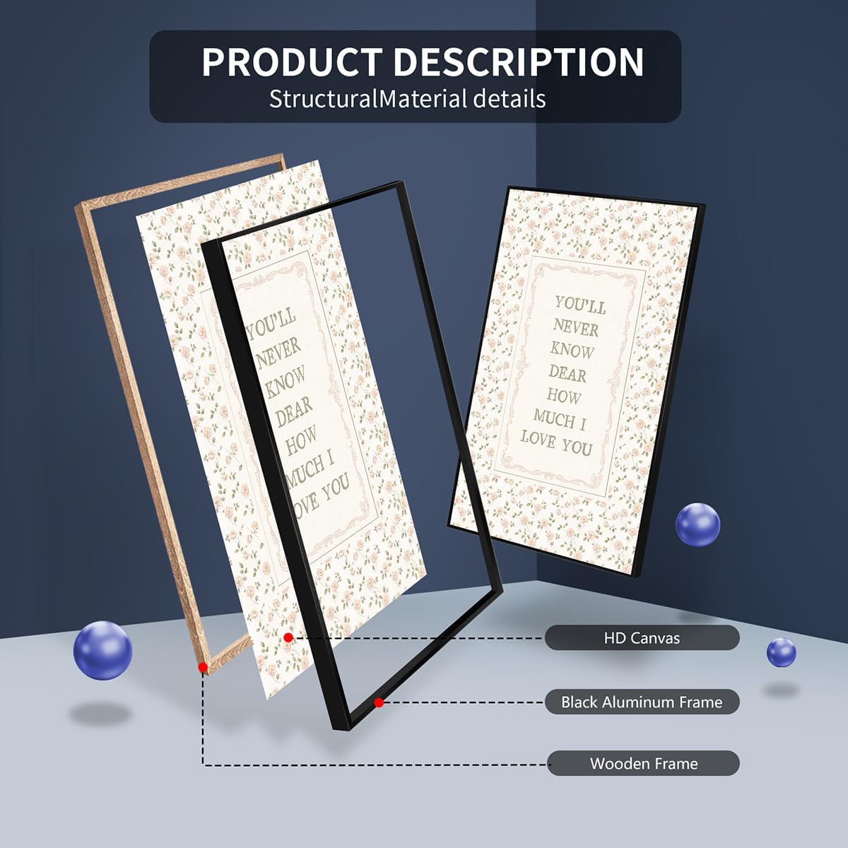 Girl Nursery Canvas Wall Art, You'll Never Know Dear How Much I Love You Quote Poster, Farmhouse Pink Flowers Print for Girls Bedroom, Green Plant Floral Picture for Wall 16x24in Wrapped Canvas