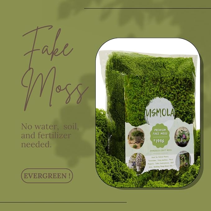 3.5OZ Fake Moss for Plants Indoor - Artificial Moss for Table Centerpieces, Fairy Gardens, Terrariums - Realistic Faux Grass for Wedding Christmas Party Decor (Light Green)