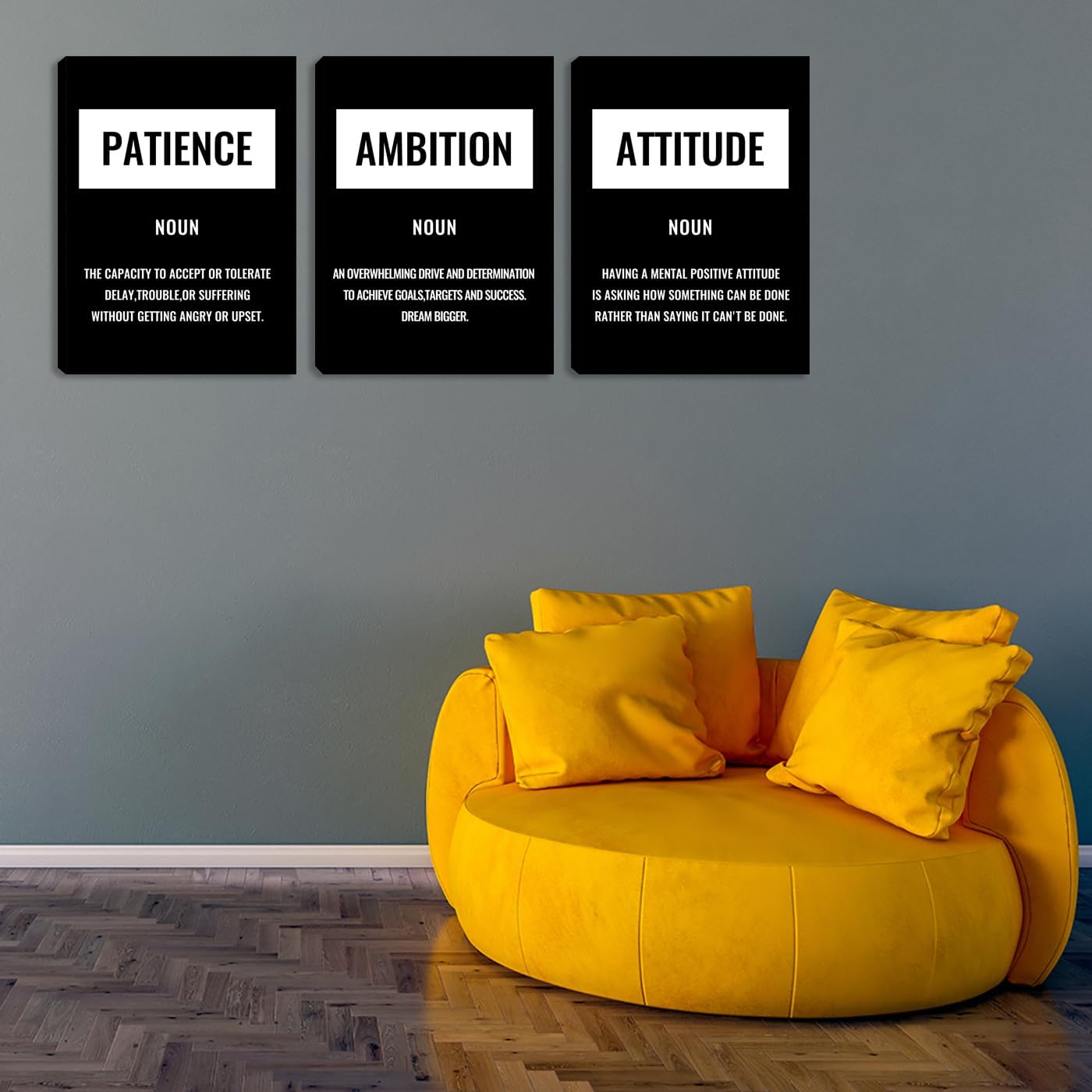 Large Wall Art Inspirational Canvas Painting Decor Motivational Black Quotes Poster Print Inspirational Positive Picture Artwork Home Office Living Room Bedroom Wall Decoration (72" Wx36 H)