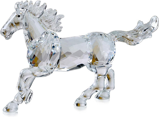 Crystal Horse Realistic Animal Art Figurine Collection Table top Ornament Statue Home Decor (White)