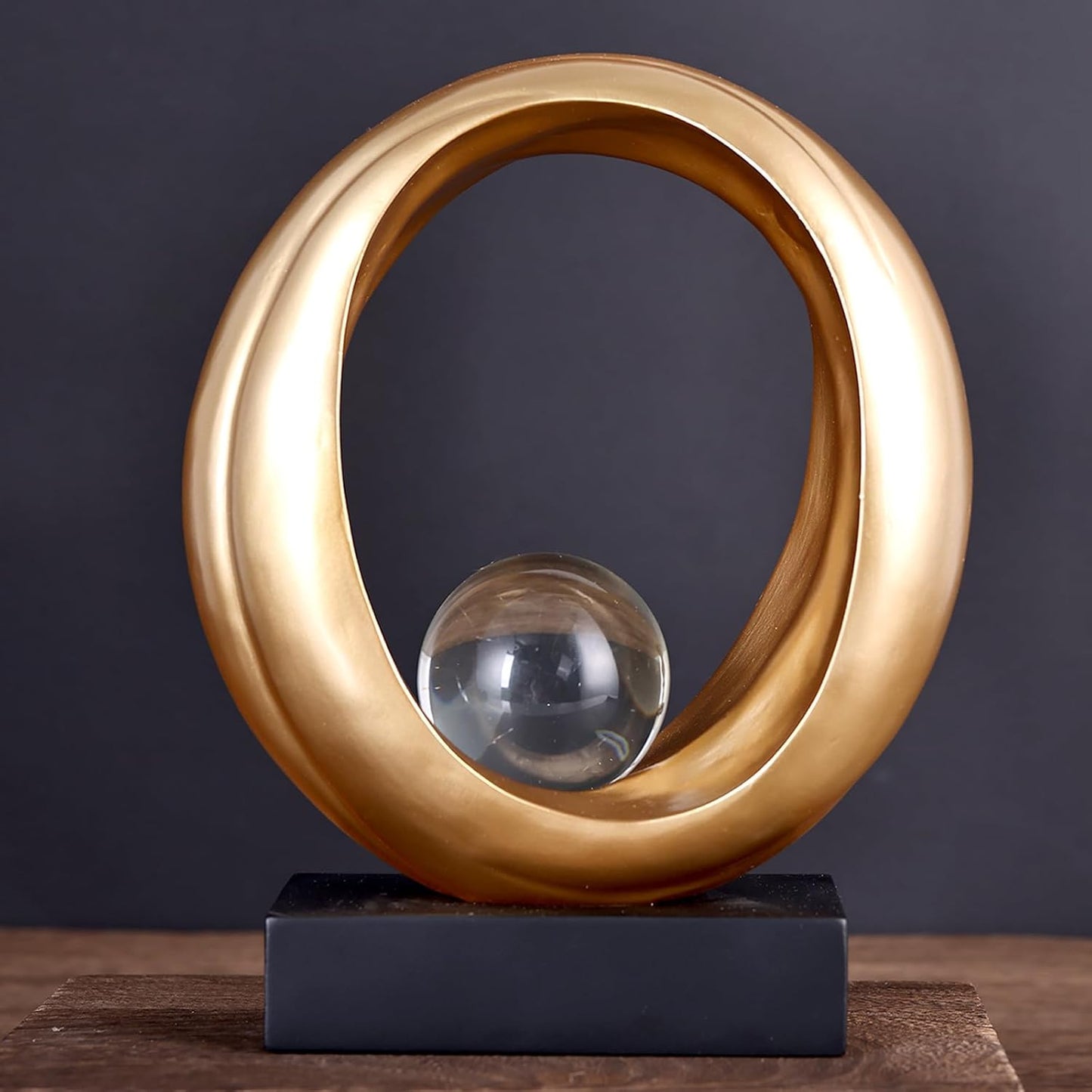 Golden Wave Resin Origami Statue, Modern Abstract Home Decoration Emphasizes Abstract Design for Office Desk, Carving Table, Family Bedroom, Living Room,Office Golden Stripe Decor (Gold)