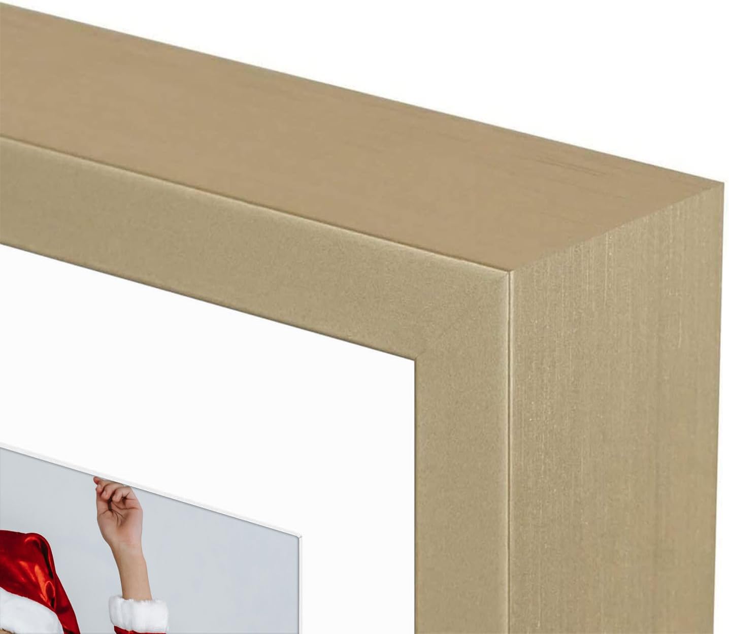 Frametory - 7x14 Aluminum Collage Picture Frame - Display 4x6 Pictures with 3 Openings Mat - Real Glass Front - Horizontal/Vertical Wall Mount - Gold 1 Pack