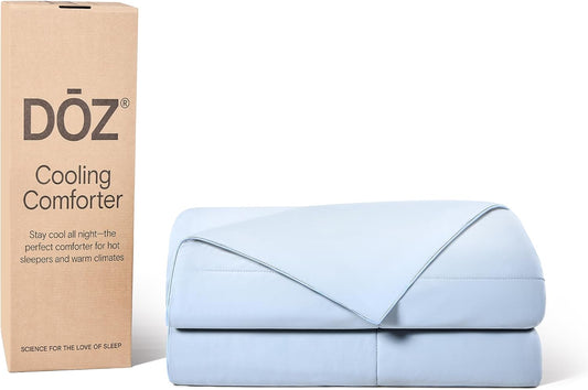 DOZ Summer Cooling Comforter, Cooling Blanket for Hot Sleepers and Night Sweats, Q-Max Over 0.4, Cool to The Touch Cover, Breathable, Lightweight, Soft, 70"x90", Glacier, Twin/Twin XL