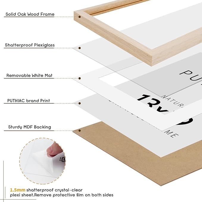13x19 Oak Wood Picture Frame - 13"x19" Poster Frames for Wall, 13x19 Picture Frames for Wall, 13 x 19 Picture Frames, 13 x 19 Frames for Wall(3 Pack, Beige)