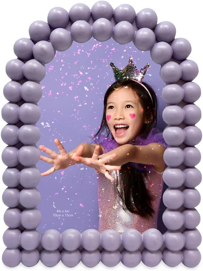 Isaac Jacobs 4x6 Matte Lavender Double Bauble Arch Photo Frame with Black Fabric Easel, Tabletop, Wall-Mountable, Shelf and Desk, Decorative Art Design, Home Décor (4x6, Matte Lavender)