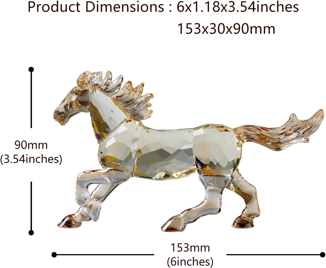 Crystal Horse Realistic Animal Art Figurine Collection Table top Ornament Statue Home Decor (White)