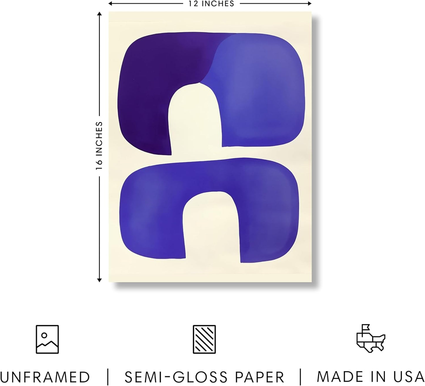 HAUS AND HUES Modern Abstract Wall Art - Blue and Green Living Room Art, Modern Artwork for Walls, Minimalist Picture for Living Room(Blue Tribal Shapes, Unframed, 12x16)