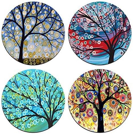Color Tree of Life Round Coaster Set - Made of Recycled Rubber - Set of 4