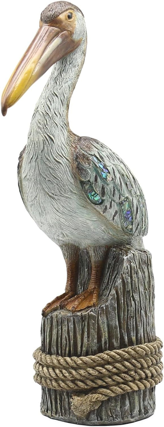 Lukitas Standing Pelican Statue and Sculpture Decor, Coastal Beach Bird Figurine, Creative Decorative Ornament for Home Garden Lawn Outdoor, Resin 14''