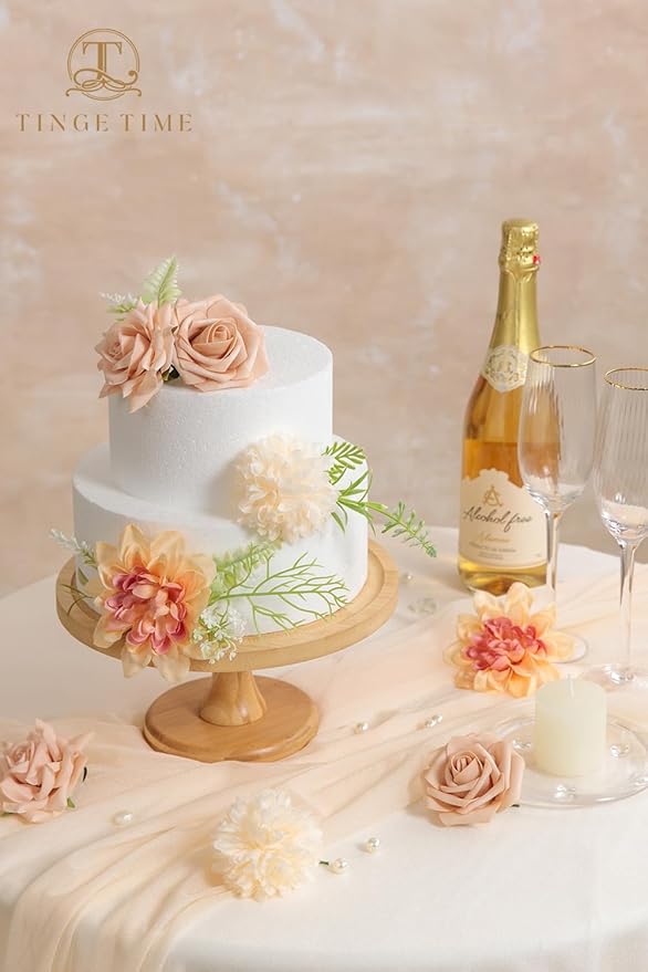 TINGE TIME Artificial Flowers Combo Box Set, Blush Gradient Color Fake Flower Leaf with Stems for DIY Wedding Bouquets Table Centerpieces Baby Shower Home Party Floral Arrangements Decorations