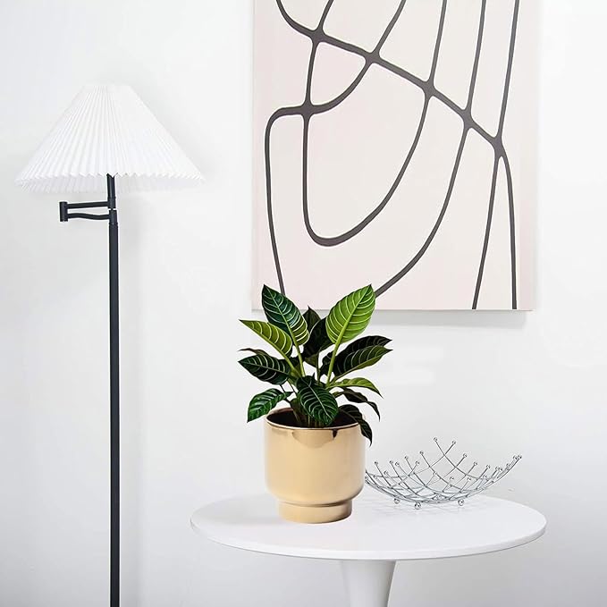 LB Gold Ceramic Planters for Indoor Plants, Succulent Plant Pots Ceramic Flower Pots, Modern Plant Pot for Living Room Office Home Decor, Round Flower Pot of 4.3 Inch(Plant Not Included)