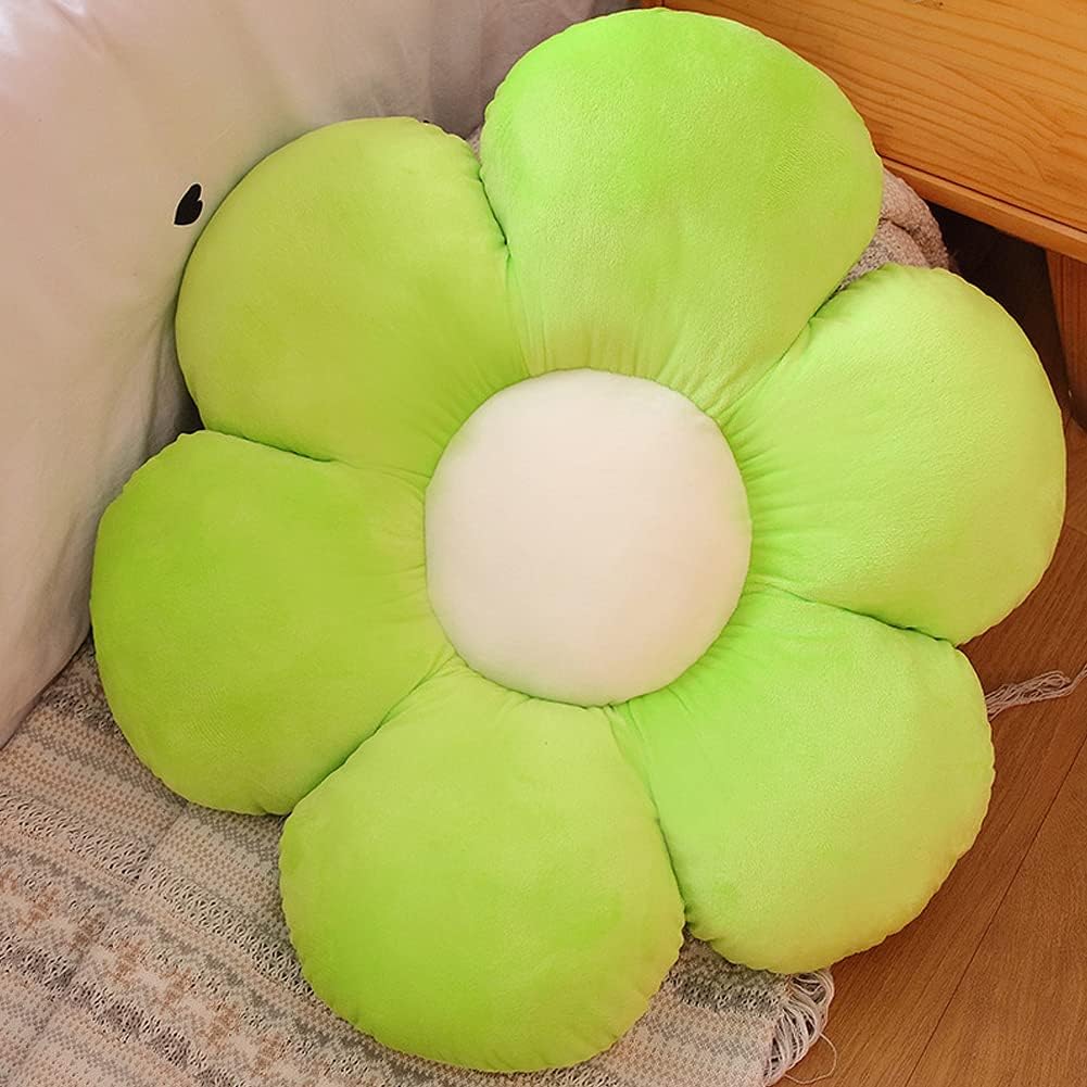 lannery Flower Plush Throw Pillows, Flower Floor Pillow Seating Cushion Toy for Reading, Room, Watching TV (11.8", Green)