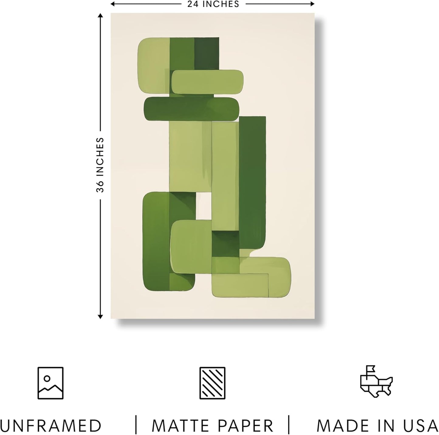 HAUS AND HUES Modern Abstract Wall Art - Blue and Green Living Room Art, Modern Artwork for Walls, Minimalist Picture for Living Room(Green Geometric, Unframed, 24x36)