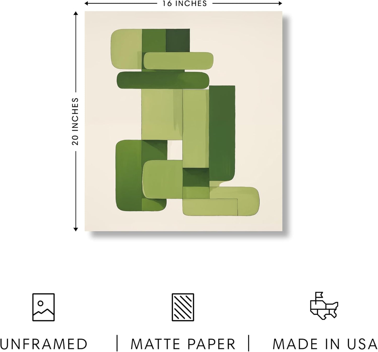 HAUS AND HUES Modern Abstract Wall Art - Blue and Green Living Room Art, Modern Artwork for Walls, Minimalist Picture for Living Room(Green Geometric, Unframed, 16x20)