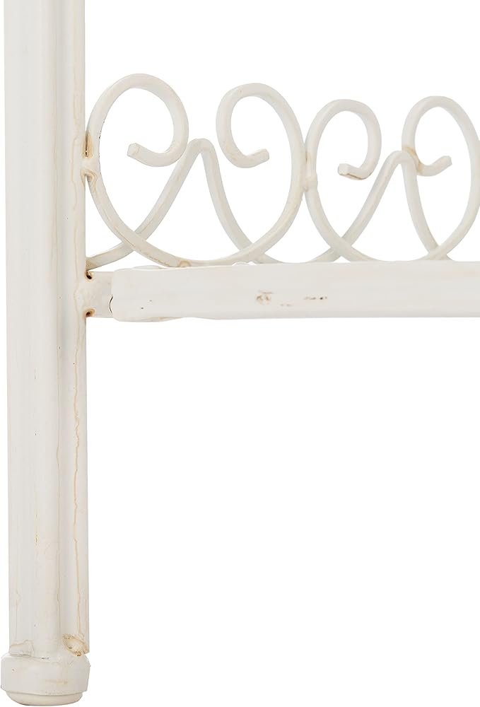 SAFAVIEH PAT5013B Outdoor Collection Abarrane Antique White Wrought Iron 4-Tier Corner Shelf