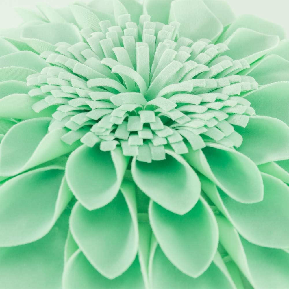 JWH Handmade 3D Flower Pillow Covers Aesthetic Decorative Round Floral Throw Pillow Floral Accent Pillow Cases Velvet Pillowcase Cute Cushion for Bed Couch Bedroom 14 Inch Light Green