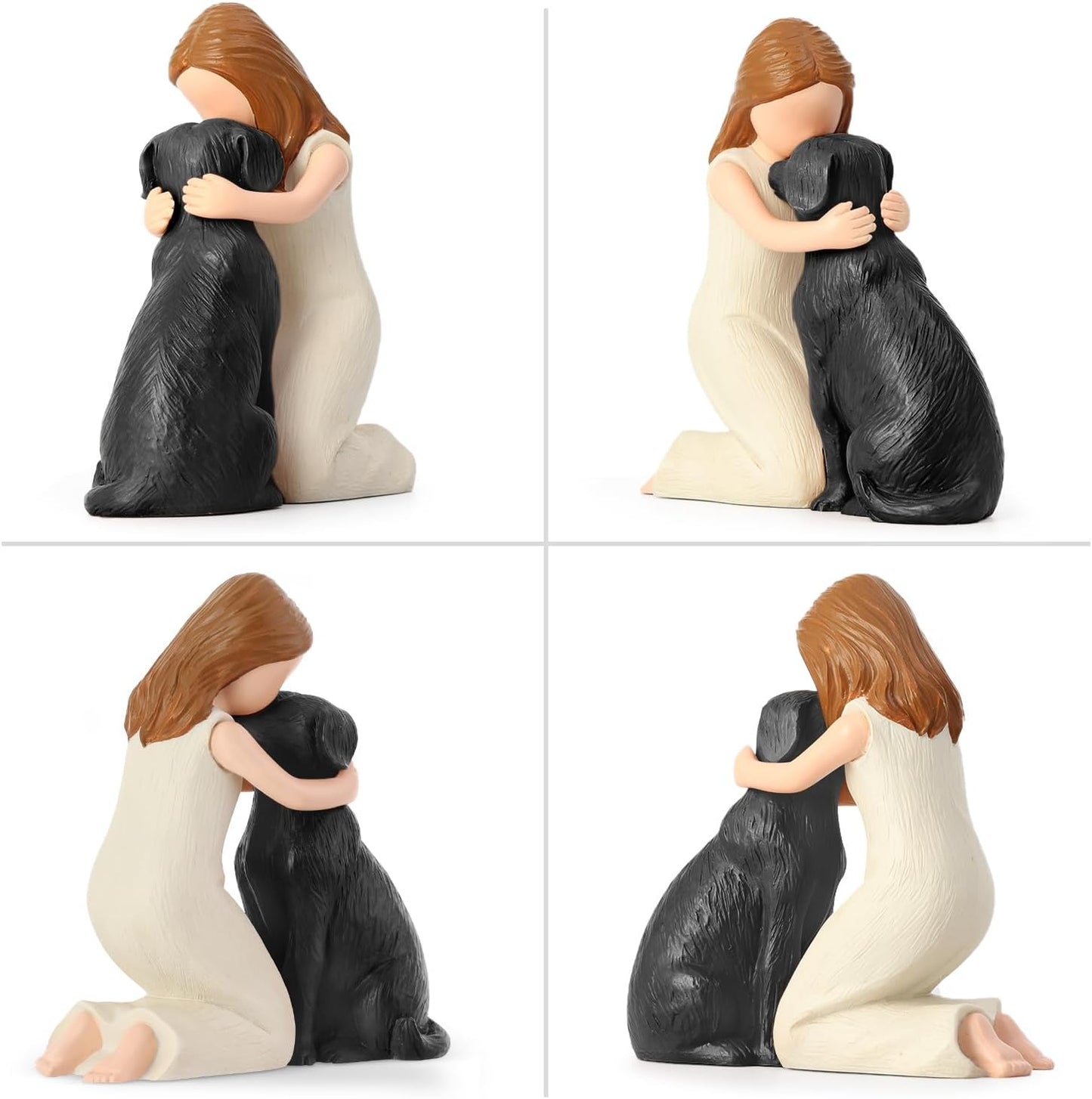 Love My Black Dog Figurines Statues, Black Dog Angel Friendship Remembrance Gifts, Sculpted Hand-Painted Figures for Dog Lovers