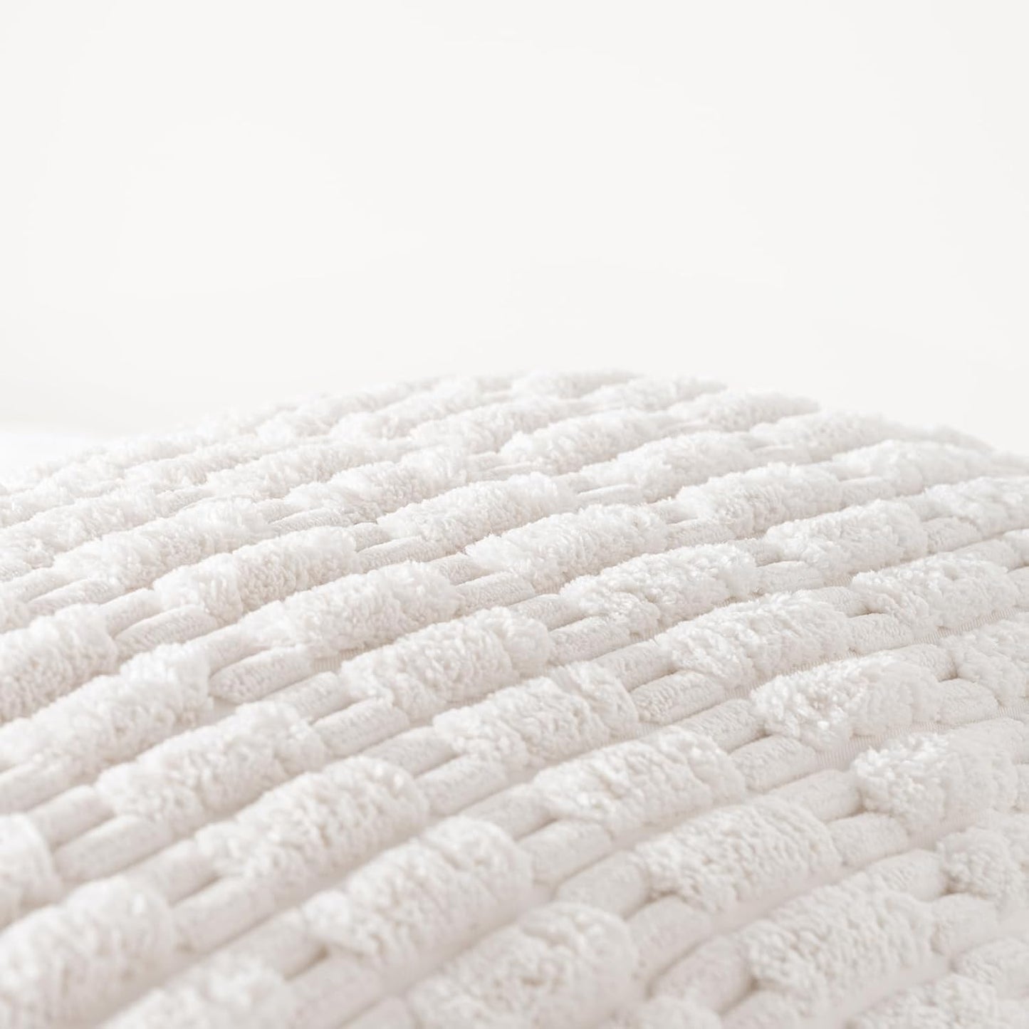 Fancy Homi Cream Boho Long Body Lumbar Decorative Throw Pillow Cover 14x36 Inch for Bed Couch Bedroom Bench, Soft Corduroy Rectangle Solid Pillow Case 35x91 cm, Rustic Farmhouse Room Decor