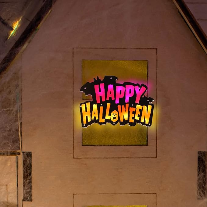 20LED Lighted Happy Halloween Window Silhouette Decoration, Halloween Decoration (Happy Halloween)