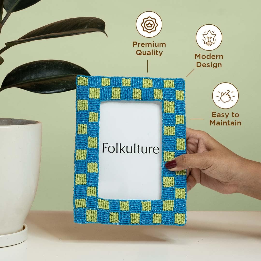 Folkulture Picture Frames for Wall Décor | (4 x 6) Photo Frame with Plexiglass | Vertical and Horizontal Formats Picture Frames | Wall Hanging or Tabletop Boho Picture Frame
