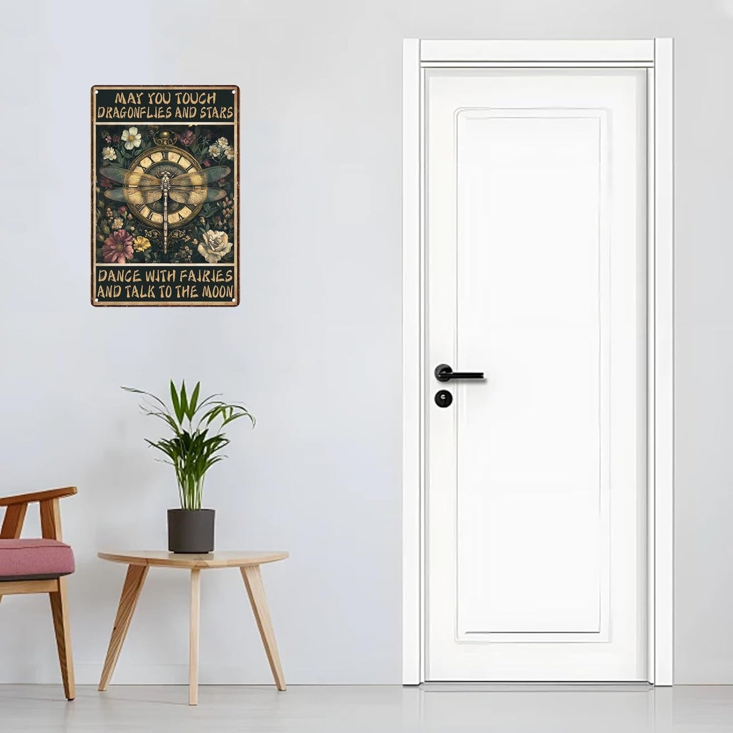 Funny Sign May You Touch Dragonflies And Stars Dragonfly Metal Tin Sign Retro Wall Decor for Kitchen Cafe Garage Gate Bar Garden 12×8 Inch