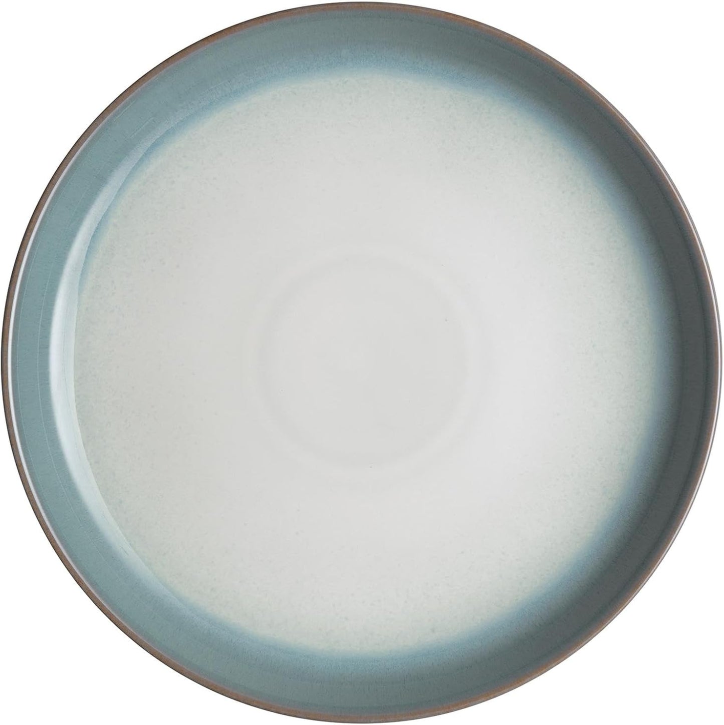 Denby - Azure Haze Coupe Dinner Plates Set of 6-10.25 Inch - Dishwasher Microwave Oven Safe - Reactive Blue Teal Glaze Large Ceramic Stoneware Plates - Scratch Chip Resistant