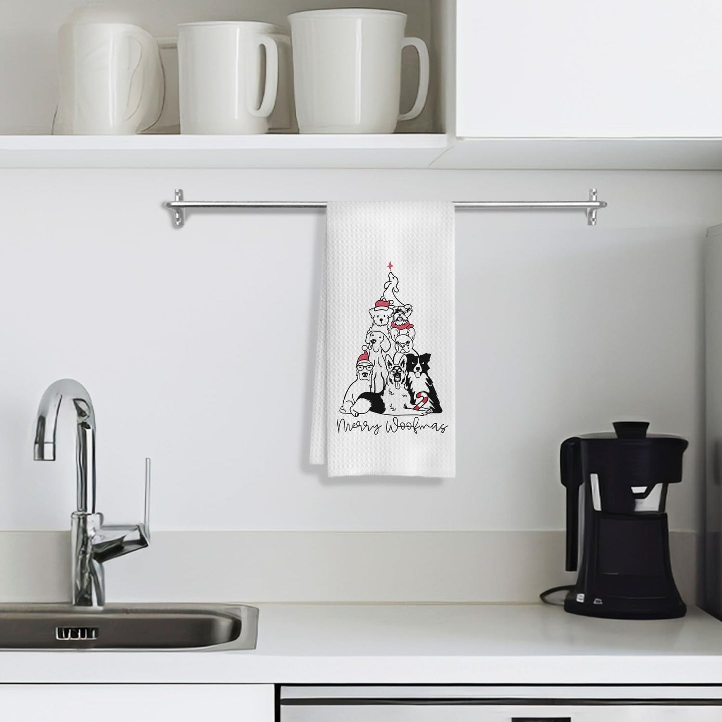 Funny Christmas Dog Kitchen Towels - 16x24 Inches, Gifts for Dog Lovers, Christmas Decor
