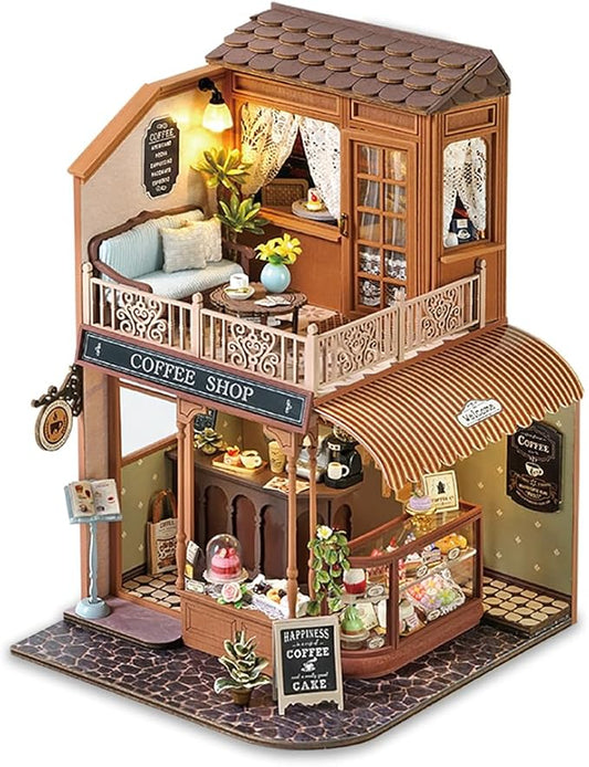 TuKIIE DIY Miniature House Kit with Furniture, 1:24 Scale Creative Room Wooden Mini Dollhouse Plus Dust Proof & Music Movement for Kids Teens Adults(Encounter with Time)
