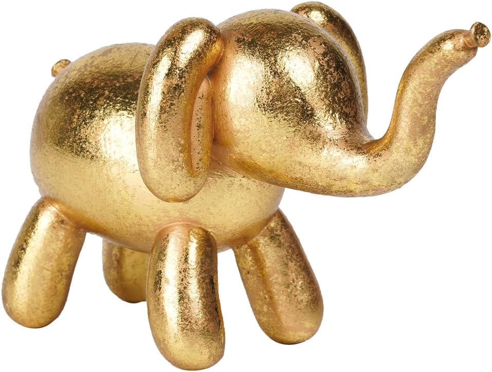 Guichifun Elephant Statue Home Decor Accents - Resin Cute Gold Balloon Elephant Figurines for Shelf Bookshelf TV Stand Modern Décor Bedroom Office Decorations Animal Gift 4.5 x 2.25 x 2.5 Inch