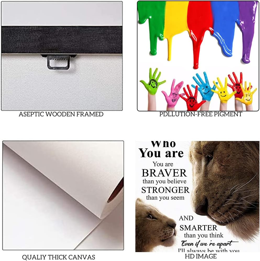 Father's Love Themed Wall Pictures To My Daughter Poster Lion Father and Daughter Artwork HD Print Inspiring Artwork for Study Room Studio Wall Decor Gallery Wrapped Easy to Hang-24 inch x 36 inch