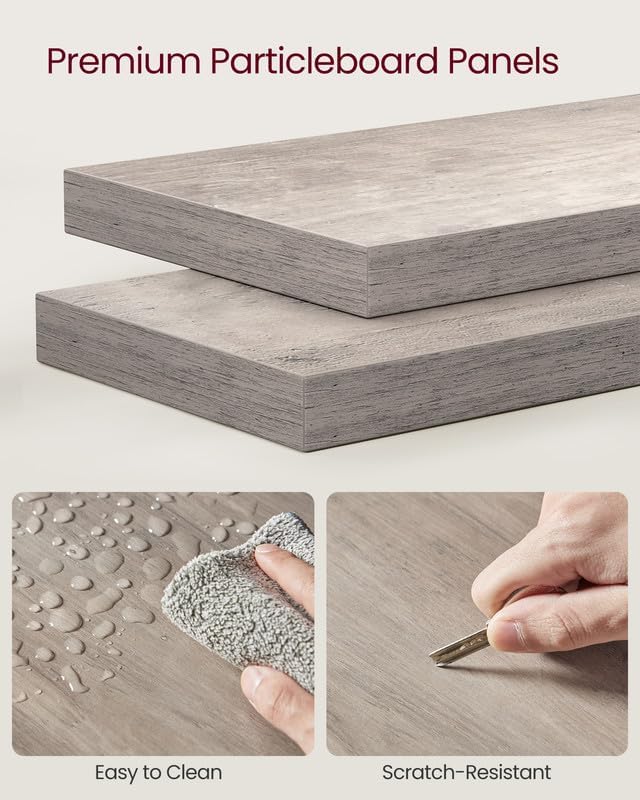 VASAGLE Corner Shelf Wall Mount, 5-Tier Floating Corner Bookshelf, Plant Shelf for Bedroom, Living Room, Bathroom, Home Office, Heather Greige