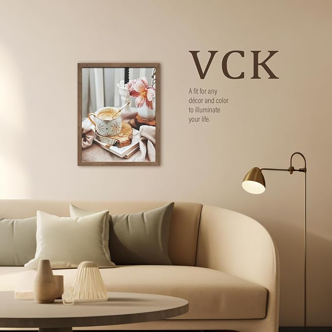 VCK 22x28 Poster Frame 3 Pack - Brown Walnut, Exclusive Natural Wood Grain Solid Wood Picture Frame, Wall Hanging