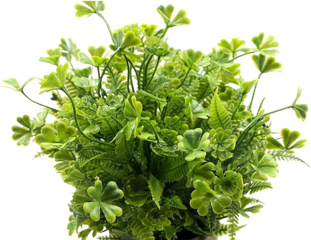 Fake Four Leaf Clover Plants for Bathroom Home Office Desk Decor, Small Artificial Faux Greenery for Farmhouse Decorations (1)