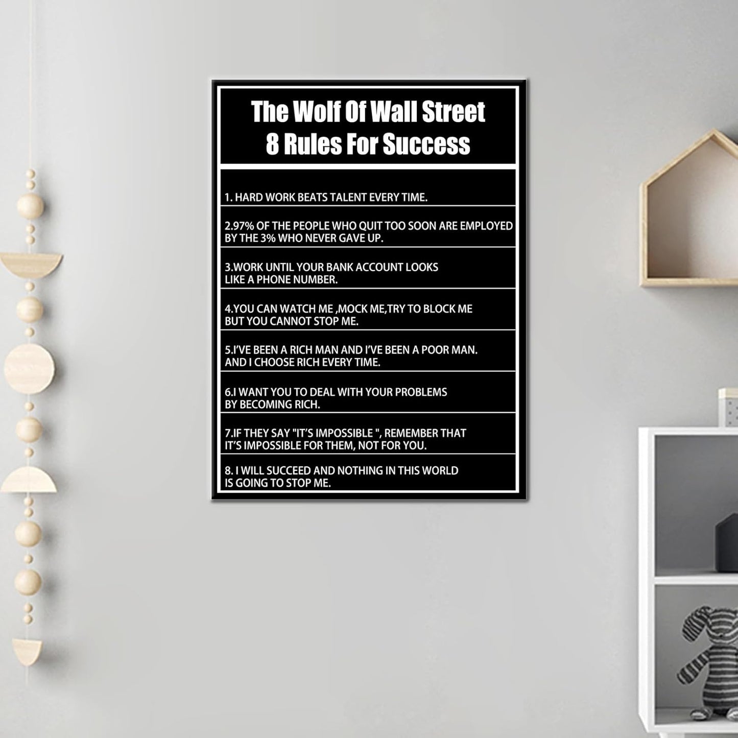 Inspirational Canvas Wall Art 8 Rules for Success Picture Poster Motivation Quotes Print on Canvas Use for Home Kitchen Living Room Office Decor Artwork Framed Ready to Hang [18''Wx 24''H]