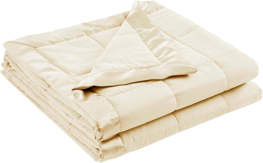Madison Park Windom Down Alternative Blanket, Premium 3M Scotchgard Moisture Wicking Treatment, Lightweight and Soft Bed Cover For All Season, Satin Trim, Cream Full/Queen