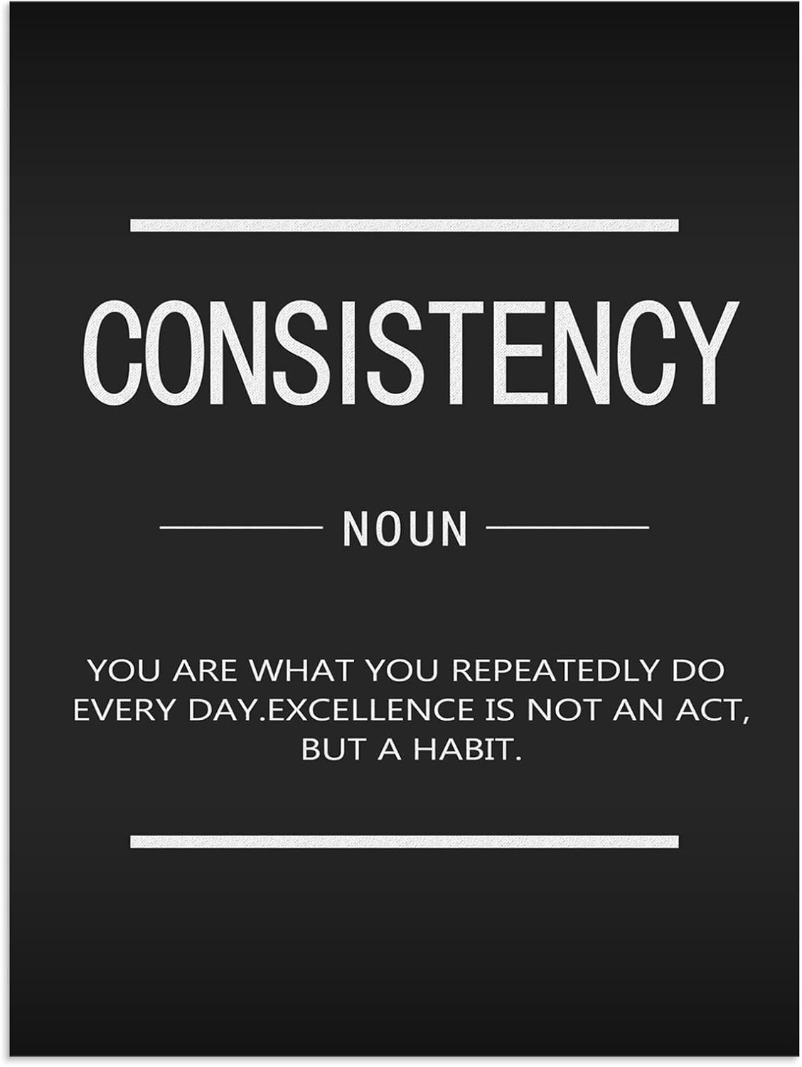 Consistency Noun Inspirational Wall Art Motivational Posters Picture Prints on Canvas Modern Home Office Wall Decor Painting Artwork for Living Room Framed Ready to Hang[18"W x 24"H]