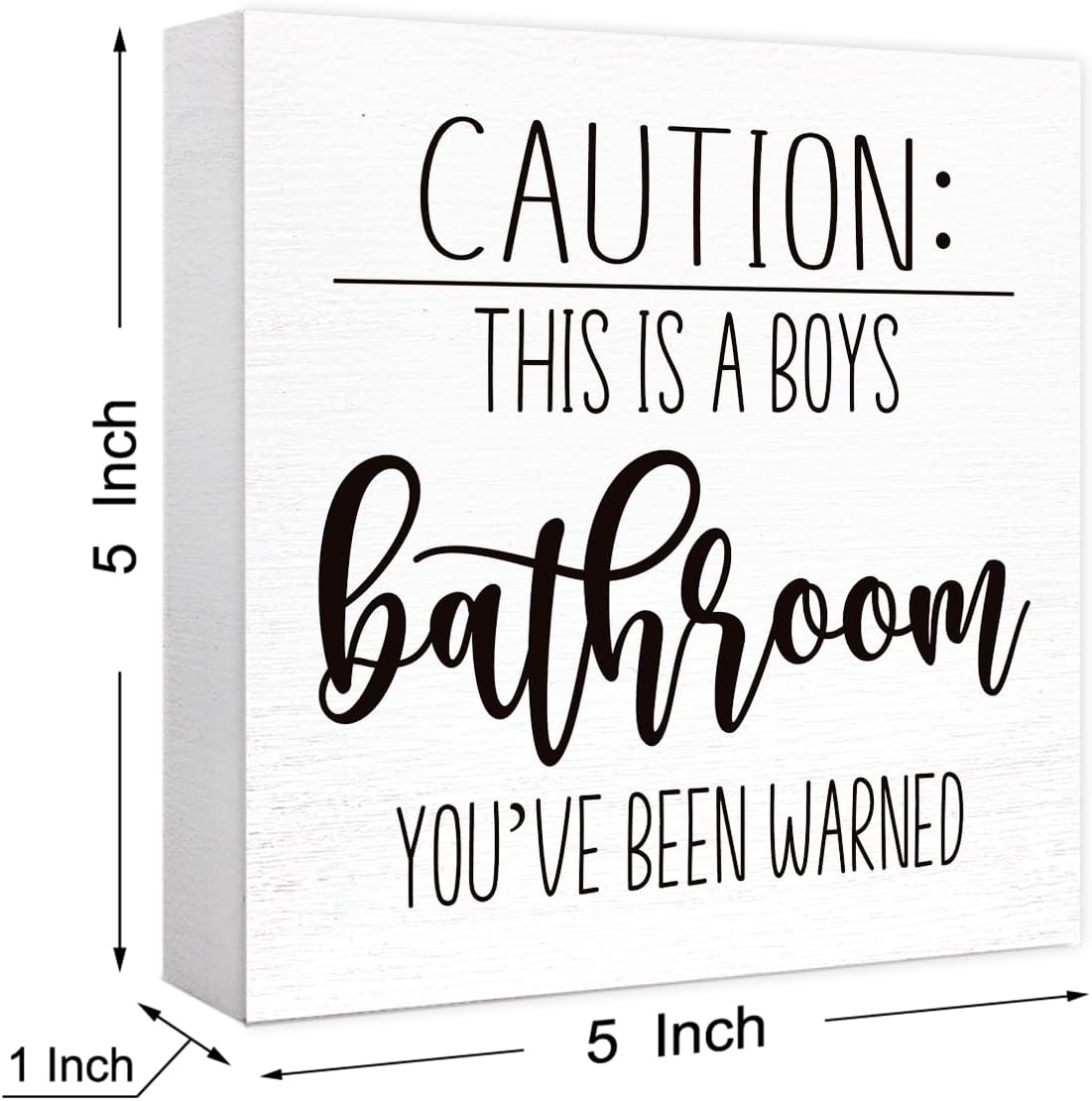 Funny Bathroom Wood Sign Caution This is a Boys Bathroom Wood Block Sign for Kids Boys Bathroom Shelf Toilet Restroom Home Tabletop Desk Decor,Farmhouse Bathroom Wooden Box Sign