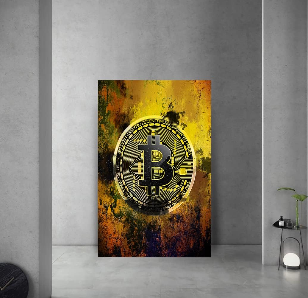 Bitcoin Canvas Wall Art Motivational Hodl Crypto Btc Posters Modern House Inspiration Office Decor Motivation Inspire Cryptocurrency Trader Hodler Inspirational Prints Artwork Decorations(28"Wx44"H)