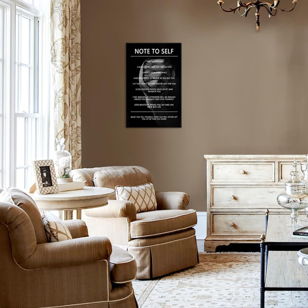 Inspirational Canvas Wall Art Motivational Office Note to Self Success Poster Inspiring Quotes Positive Canvas Artwork Picture Print Framed for Office Home Living Room Gym Wall Decor[24''W x 36''H]